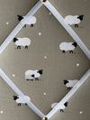 Handmade Fabric Noticeboard ~ Sheep in Sage Green