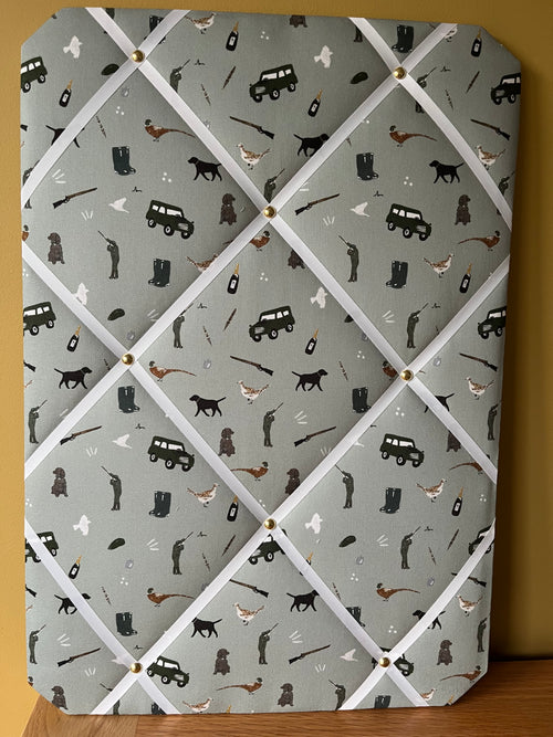 Handmade Fabric Noticeboard ~ Shooting and Land Rover Design