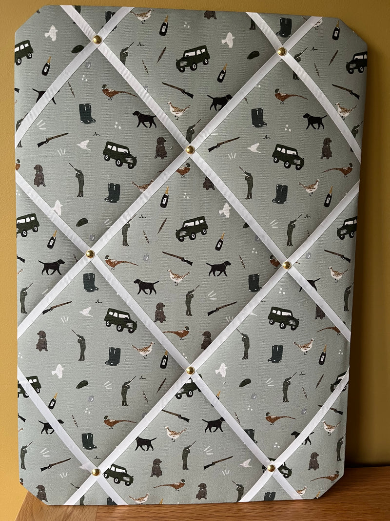 Handmade Fabric Noticeboard ~ Shooting and Land Rover Design