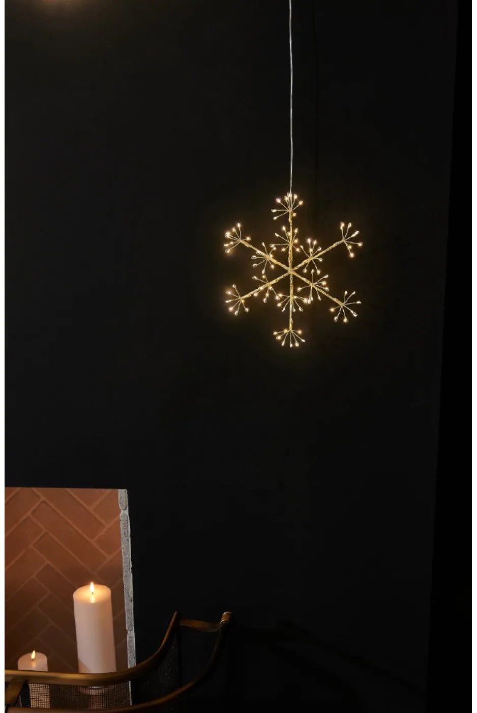 Hanging Snowflake Light in Champagne