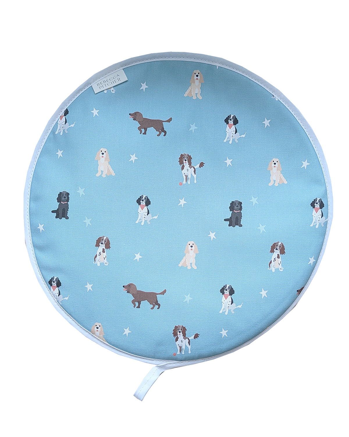 Duck Egg Blue Spaniels Circular Hob Cover (single)