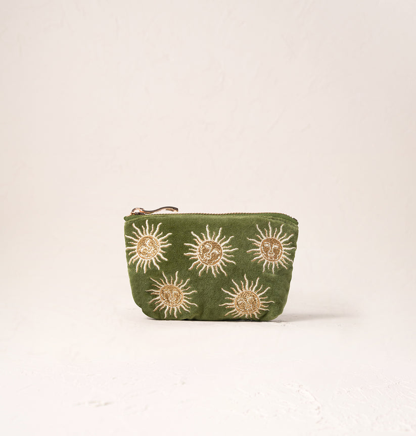 Elizabeth Scarlett Sun Goddess Coin Purse in Fern Green