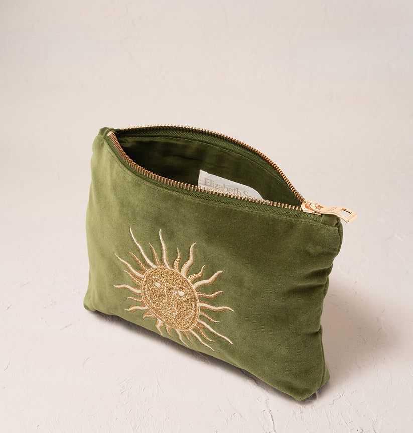 Elizabeth Scarlett Sun Goddess Mini Pouch in Fern Green