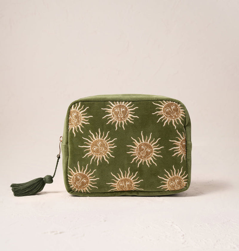 Elizabeth Scarlett Sun Goddess Wash Bag  in Fern Green