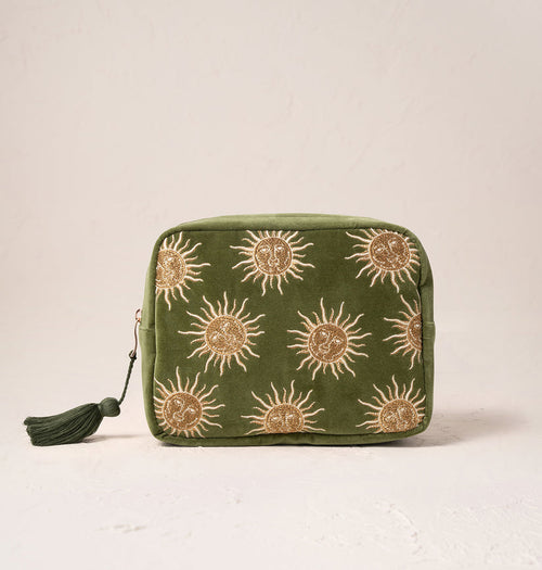 Elizabeth Scarlett Sun Goddess Wash Bag  in Fern Green