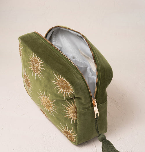 Elizabeth Scarlett Sun Goddess Wash Bag  in Fern Green