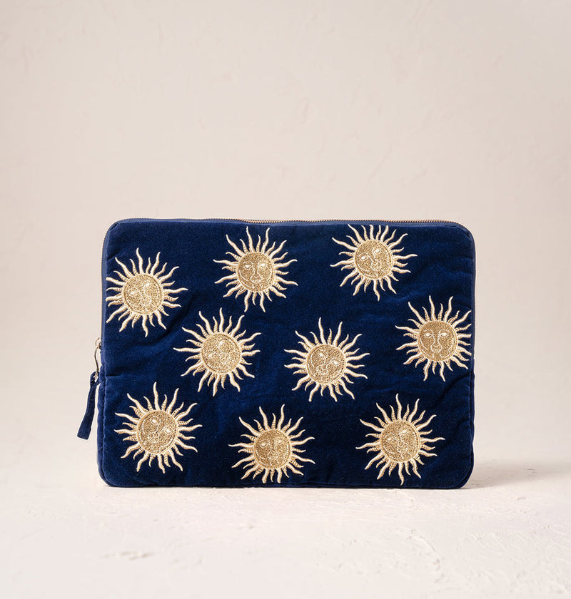Sun Goddess Laptop Case Large in Navy