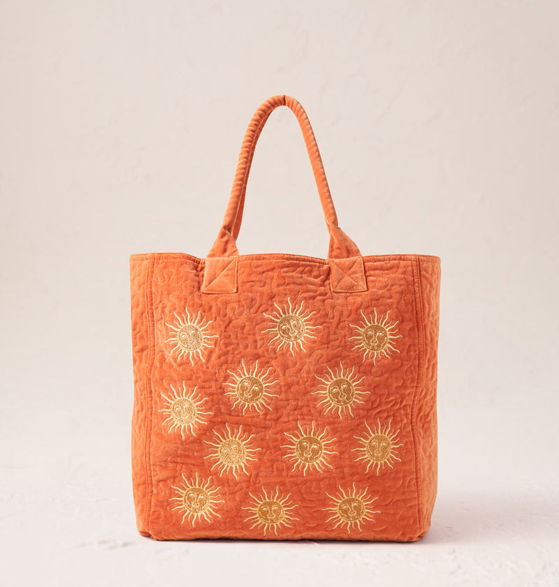 Sun Goddess Velvet Rust Tote Bag