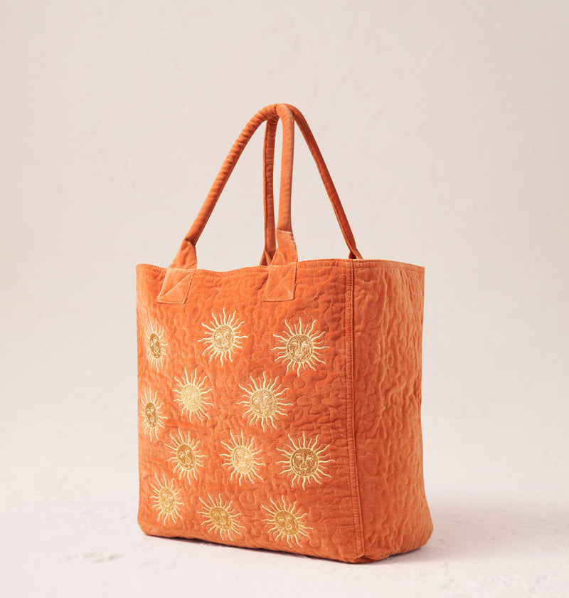 Sun Goddess Velvet Rust Tote Bag