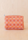 Cotton Wash Bag - Apricot Checkerboard