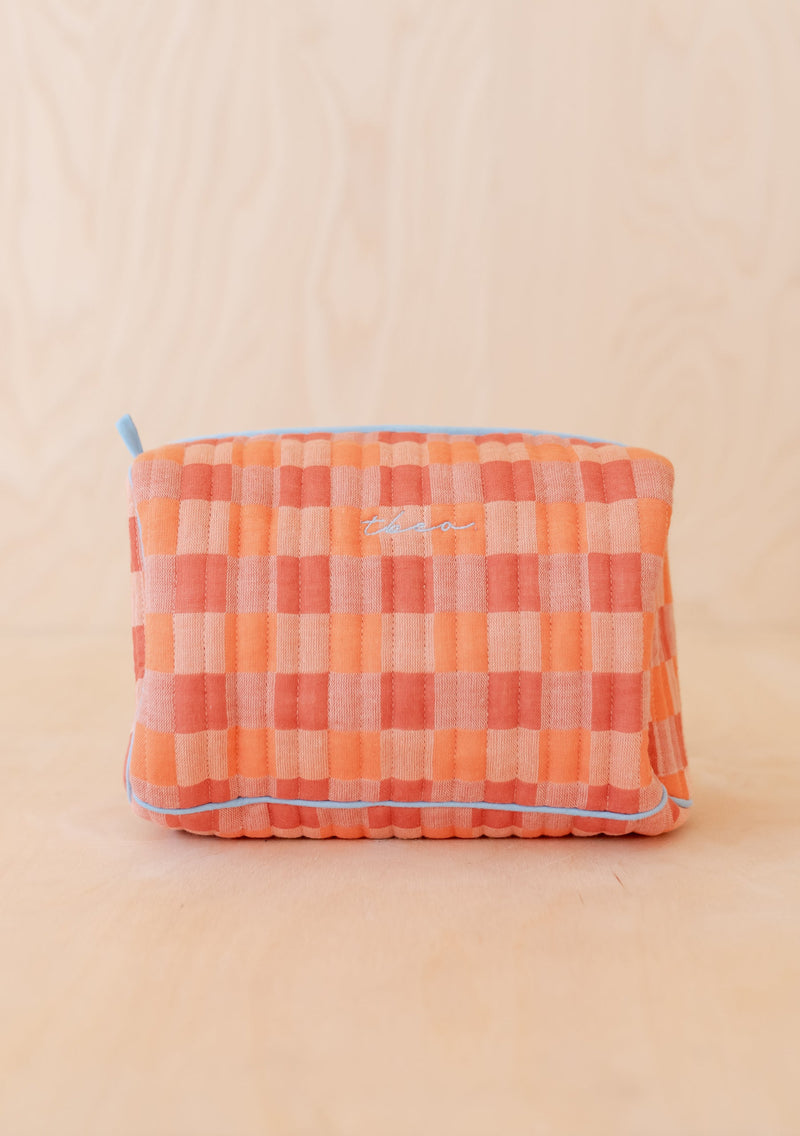 Cotton Wash Bag - Apricot Checkerboard