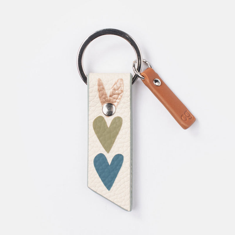 Multi Hearts Printed Long Tab Keyring