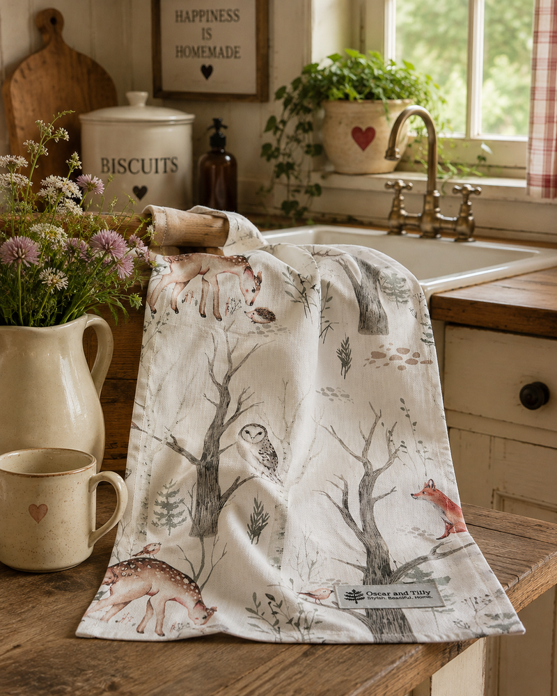 Country Creatures Tea Towel