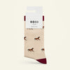 KOSI London sock with horse pattern on a beige background