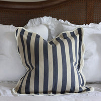 Chloe Scalloped Edge Cushion Cover - Navy Stripe