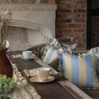 Outdoor Blue & Yellow Ruffle Cushion Cover