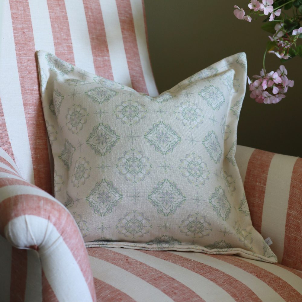 Orla Sage Print Flanged Edge Cushion Cover