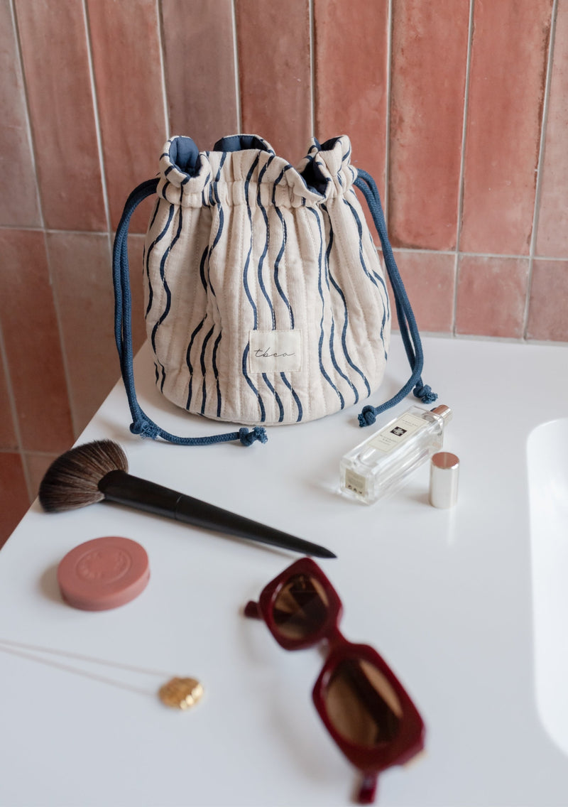 Cotton Wash Bag - Blue Wave