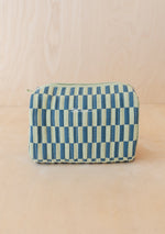 Cotton Wash Bag - Green Checkerboard