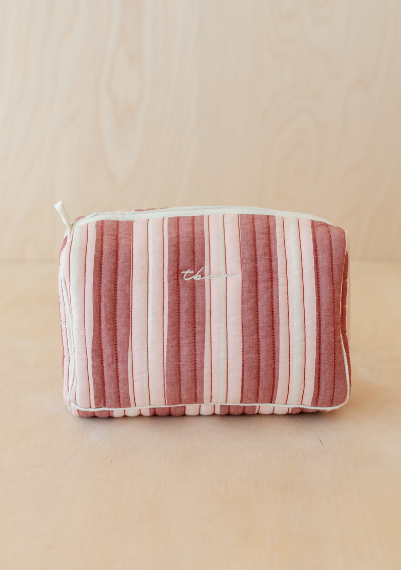 Cotton Wash Bag  - Red Stripe