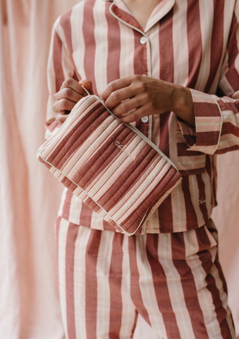 Cotton Wash Bag  - Red Stripe