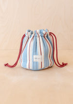 Cotton Wash Bag  - Blue stripe with red