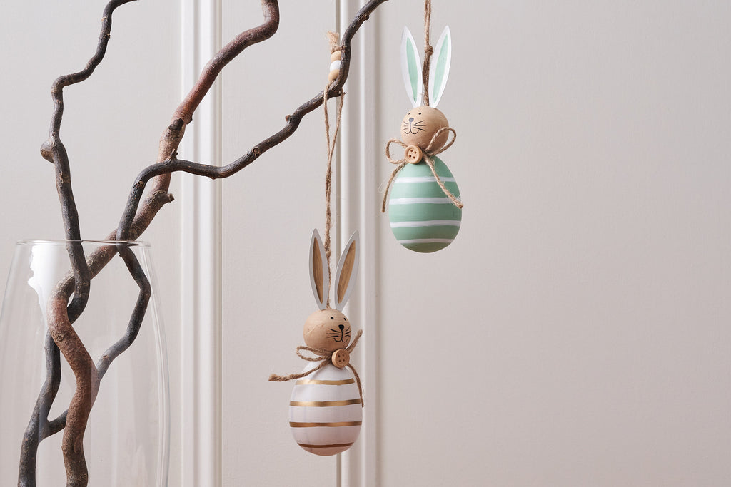 Decorative Hanging Wooden Easter Bunny - 2 colours