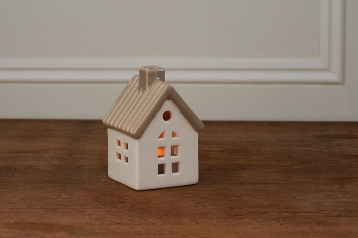 Ceramic White House Candle Holder
