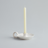 White Speckle 1/2" Candle Holder with Handle