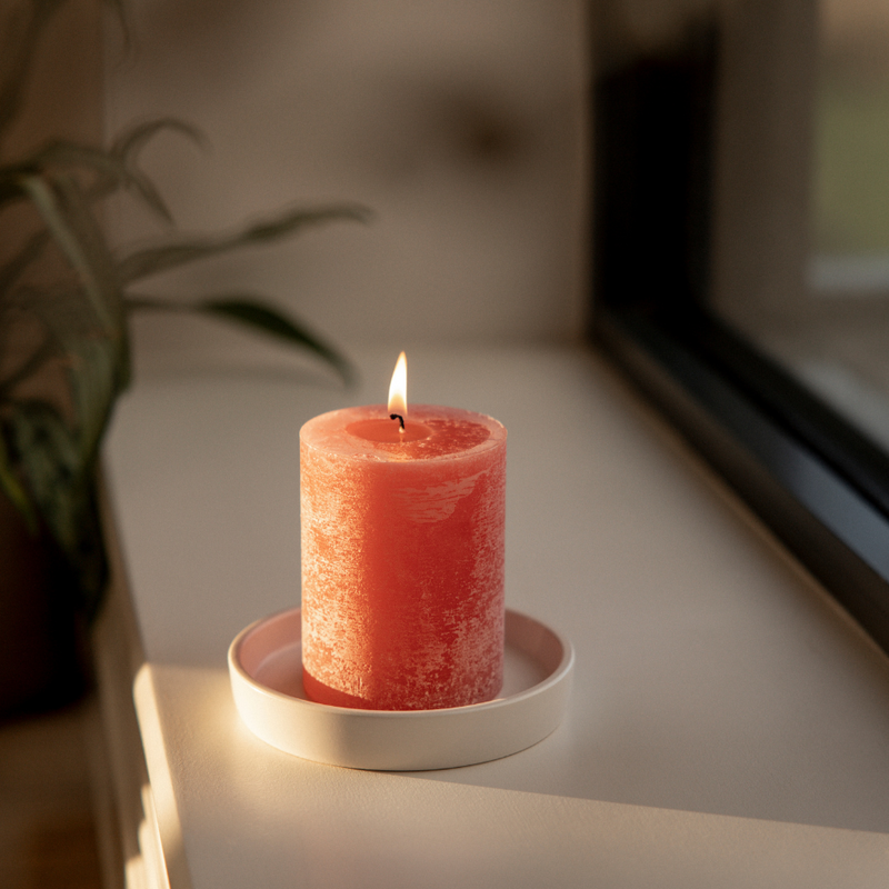 Wild Rhubarb, Fragranced Coloured Pillar Candle