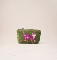 Wild Tiger Coin Purse Green & Pink