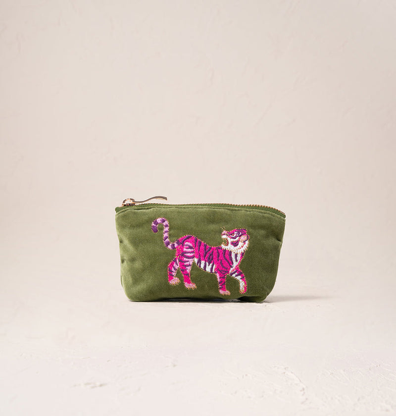 Wild Tiger Coin Purse Green & Pink