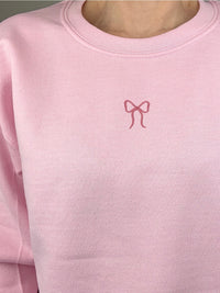 Embroidered Miniature Bow Motif Sweatshirt