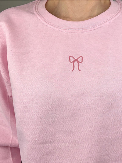Embroidered Miniature Bow Motif Sweatshirt