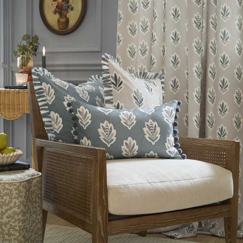 Sessile Leaf Printed Cushion Cover in Delph Blue