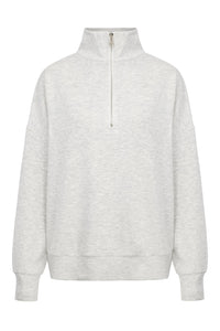 Supersoft Half Zip Sweatshirt in Black & Oat Marl