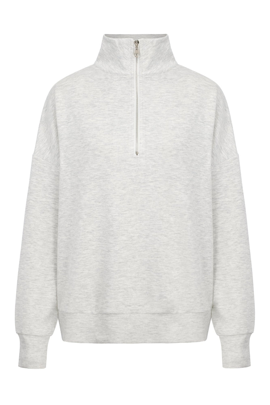 Supersoft Half Zip Sweatshirt in Black & Oat Marl