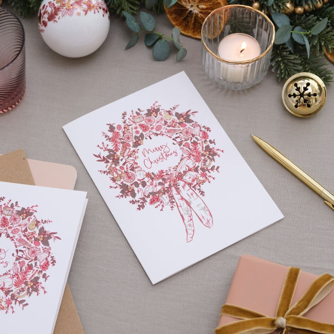 Christmas Wreath Pack of 8 Christmas Cards