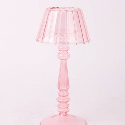 Lamp-Style Glass Tealight Holder ~ in Orange or Pink