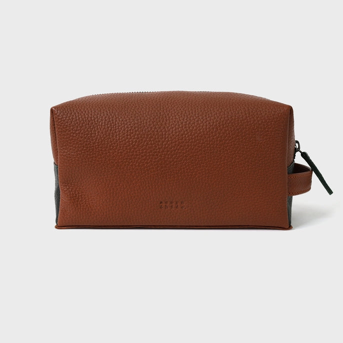 Genuine Leather Pebble Grain Boxy Washbag