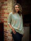 Bryony Stripe Top ~ in Grey & Cream or Evergreen & Cream
