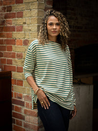 Bryony Stripe Top ~ in Grey & Cream or Evergreen & Cream