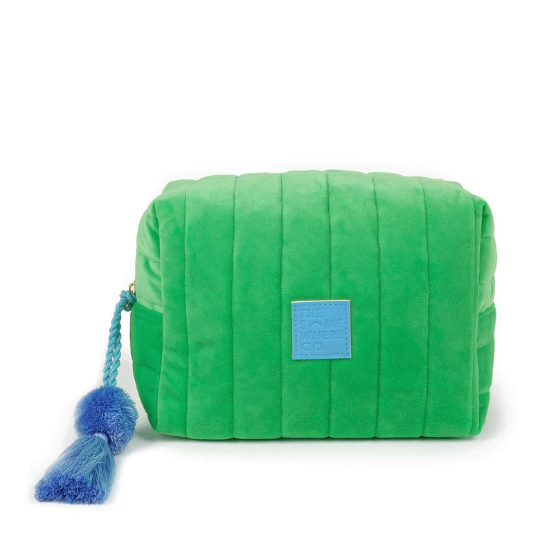 Velvet Cosmetic Case in Green or Blue