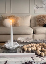 Ruffle Decor Candle Holder in White