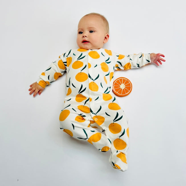 Organic Cotton Baby Sleepsuit in Cream "Clementine"