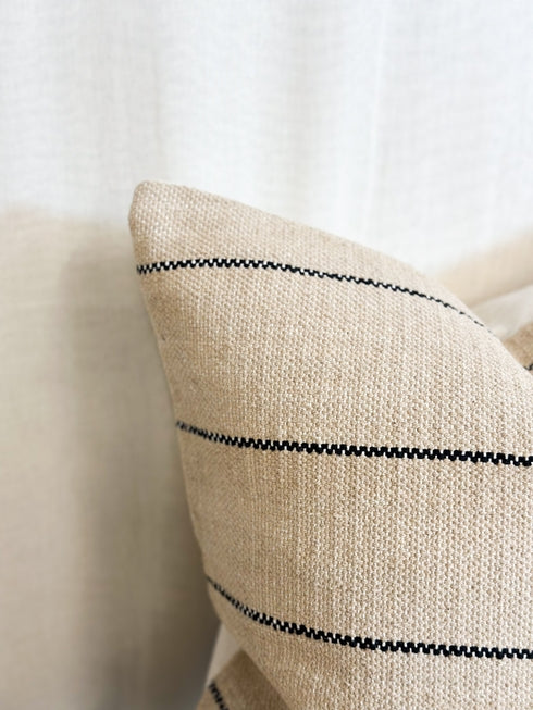Beige & Black Stripe – Luxe Cotton Cushion Cover