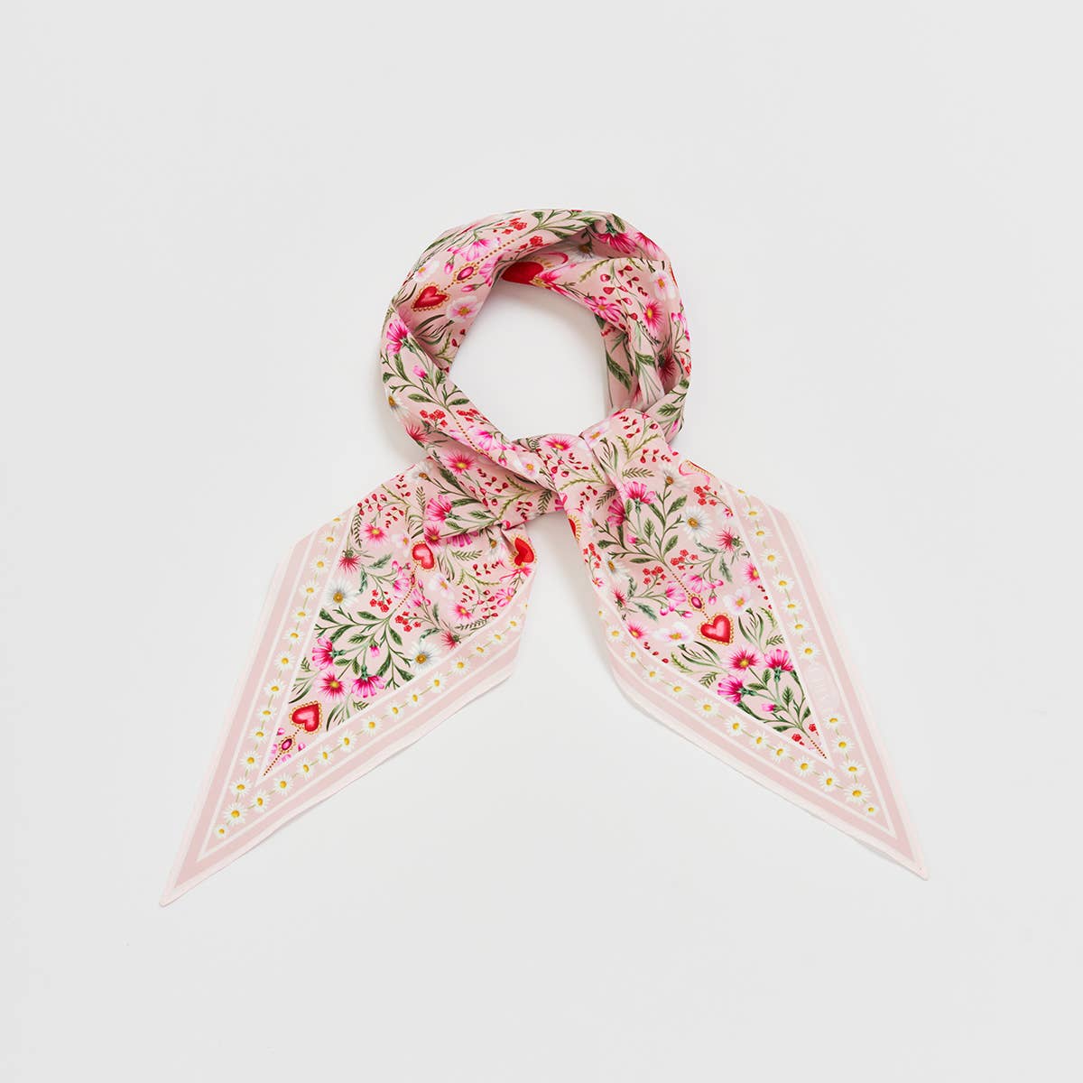 Fable England  - Floral Heart Pink Triangle Scarf
