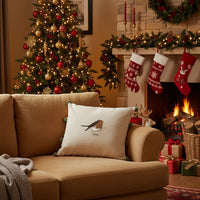 Robin Linen Blend Embroidered Cushion by Sophie Allport