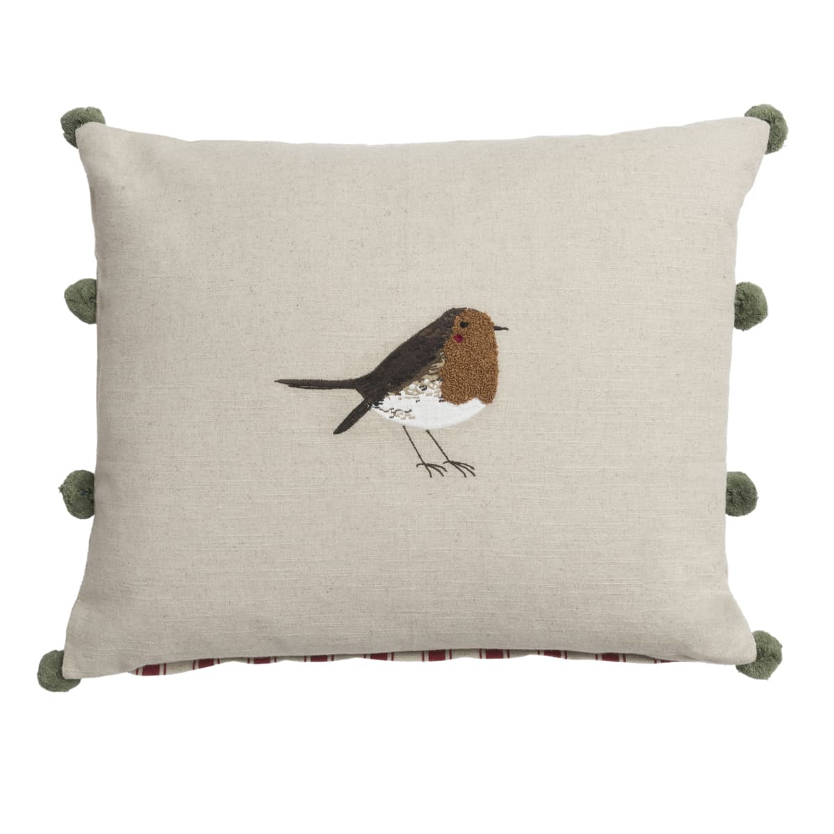 Robin Linen Blend Embroidered Cushion by Sophie Allport