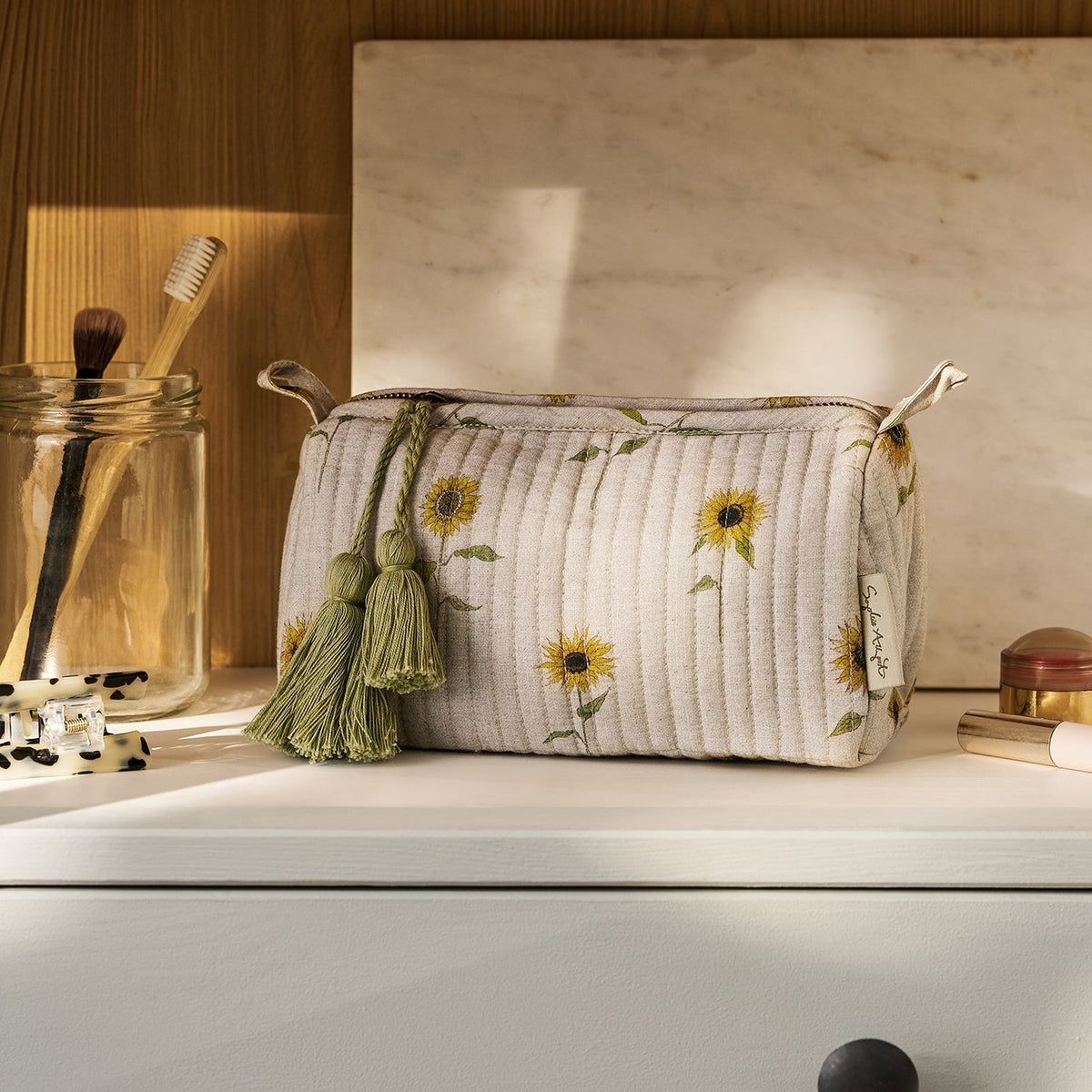 Sunflower Makeup Bag Wild Floral Cotton Makeup Bag by Sophie Allport